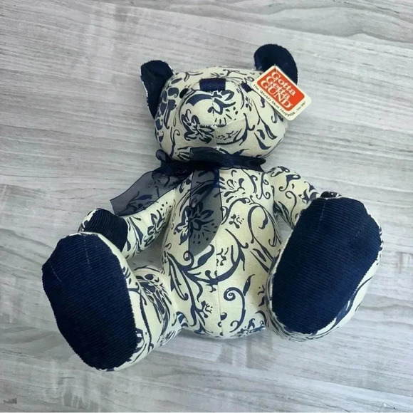 Gund Marabella 320562 Blue Corduroy Paisly Bear Stuffed Animal Toy with tag - Picture 4 of 13